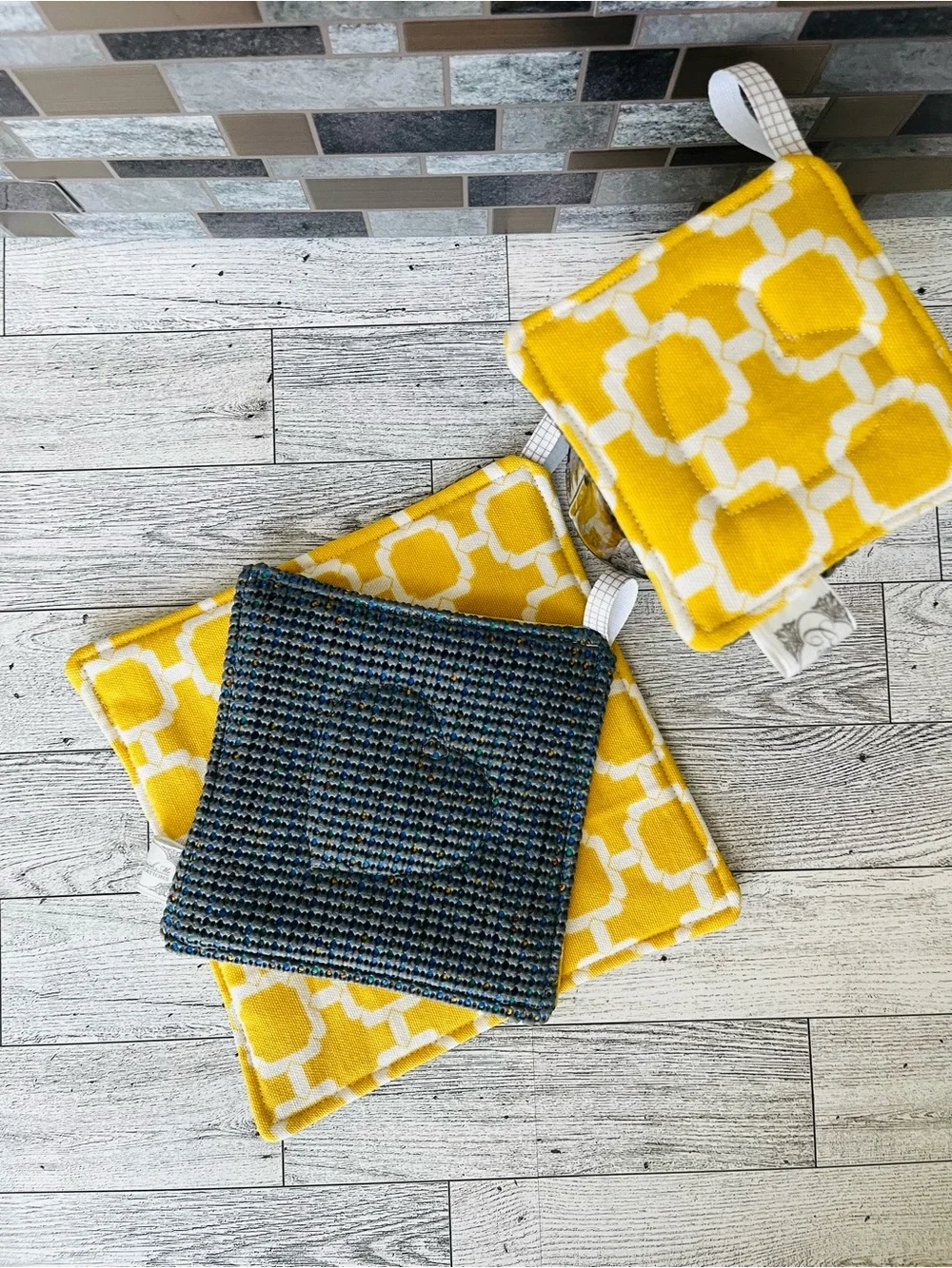 Yellow Geometric Cotton Jar Openers - Set of 3